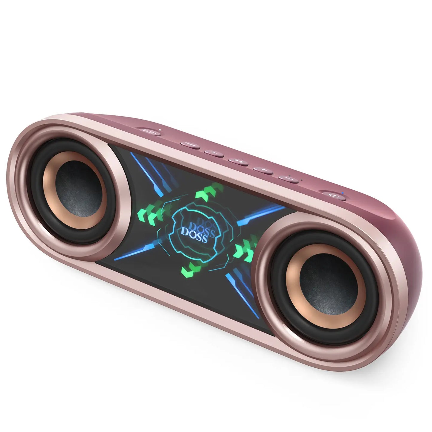 DOSS Soundbox Pro+ P400 Multifunctional Wireless Speaker - 50W Full Range Stereo, Dual 25W Woofer Drivers, DSP Tech, 26H Playtime, 2 Batteries, USB Rechargeable, Portable Outdoor, Smartphone Audio, Home Use, Black with Phantom Mirror Light Show,Summervibe