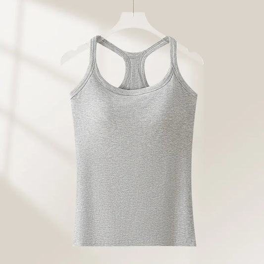 Women'S Ribbed Built-In Bra Tank Top | Racerback Cropped Camisole with Removable Pads | Wireless Supportive Workout Yoga Top | Stretchy Athletic Basics Bodyshaper Sleeveless Tee | Comfortable Summer Essential Bra Cami for Everyday Wear Multi-Color