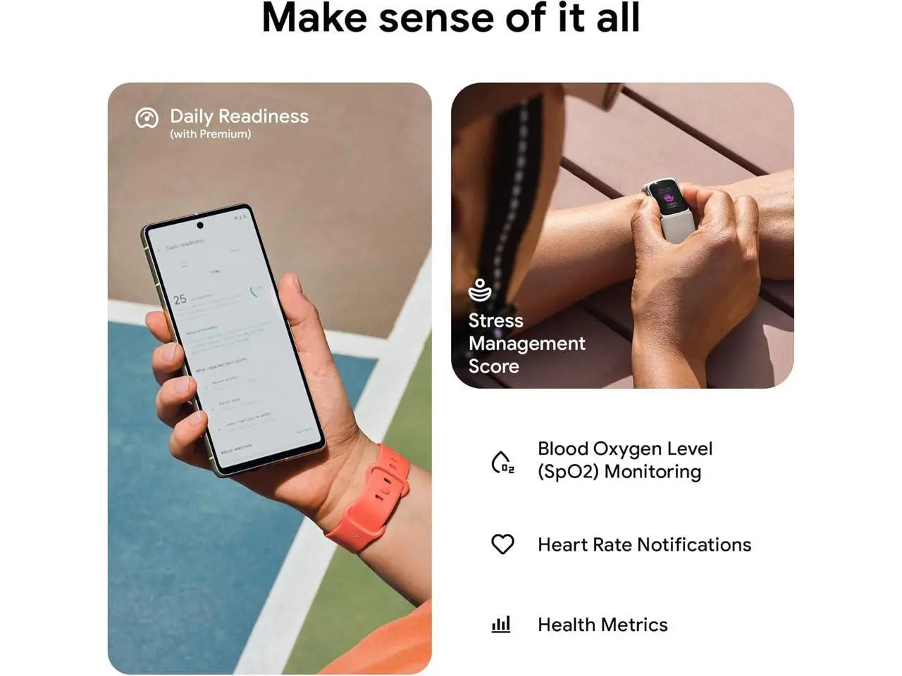 Fitbit Charge 6 Health and Fitness Tracker in Porcelain and Silver Aluminum | Model GA05185-NA