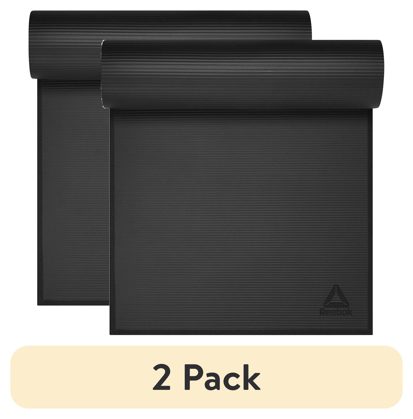 (2 Pack)  Delta Performance Fitness Mat - Black, 72" X 24" X 15Mm