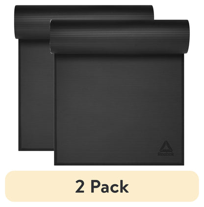 (2 Pack)  Delta Performance Fitness Mat - Black, 72" X 24" X 15Mm