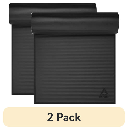 (2 Pack)  Delta Performance Fitness Mat - Black, 72" X 24" X 15Mm