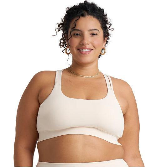 POPSUGAR PS Strappy Sports Bra for Women, Criss-Cross Back Padded Yoga Bra Workout Tops - Medium Support & Removable Cups Yoga Activewear