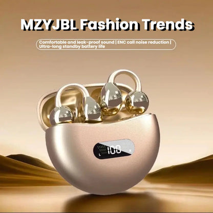 MZYJBL Open-Ear Bluetooth Earbuds, IPX5 Waterproof Chargeable Audio Electronic Headphones with 35Mm Voice Coil, Noise Cancellation, Ultra-Long Battery Life, Wireless Charging, Sweat-Proof for Sports, Fitness Earbuds