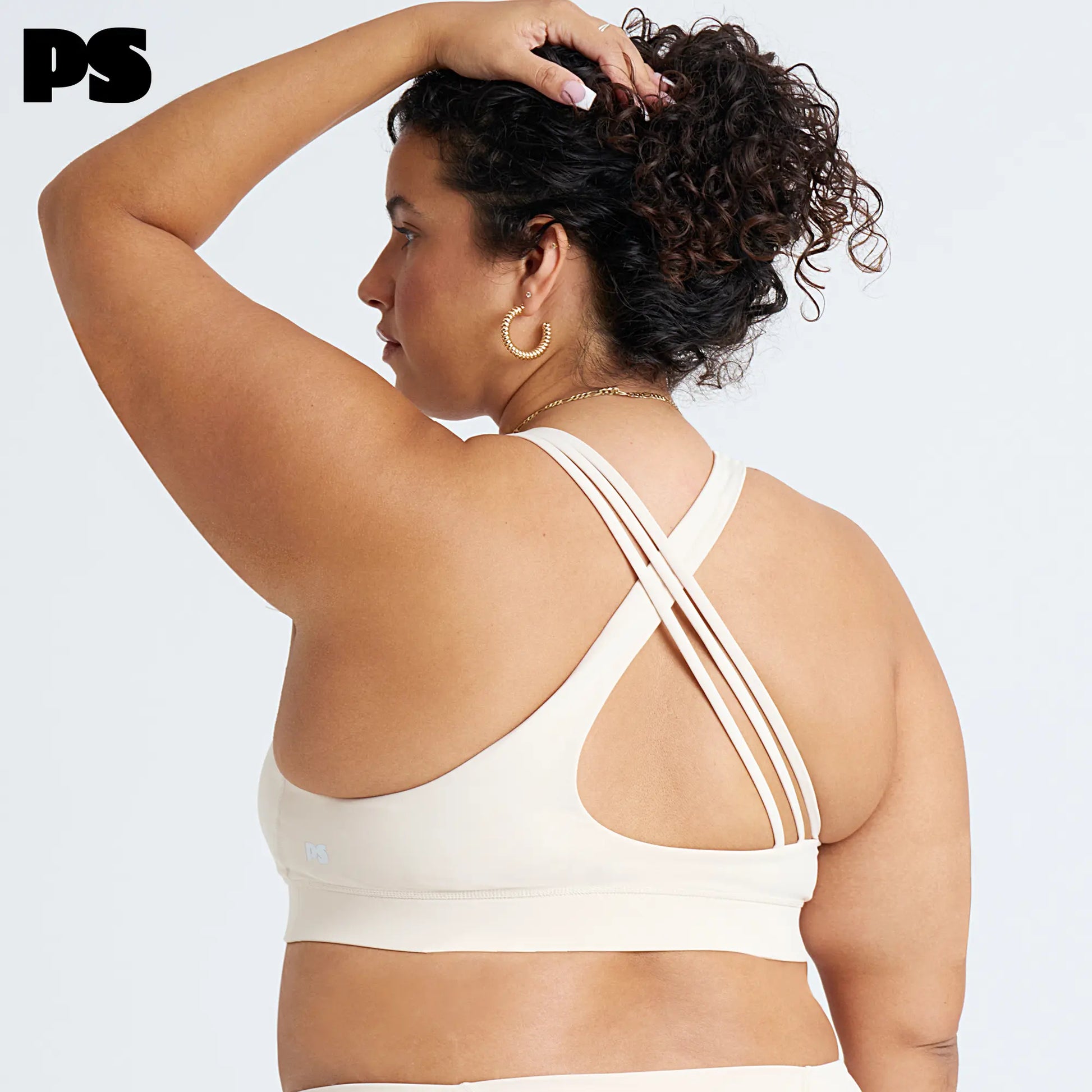 POPSUGAR PS Strappy Sports Bra for Women, Criss-Cross Back Padded Yoga Bra Workout Tops - Medium Support & Removable Cups Yoga Activewear