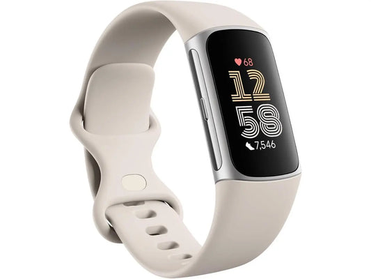 Fitbit Charge 6 Health and Fitness Tracker in Porcelain and Silver Aluminum | Model GA05185-NA