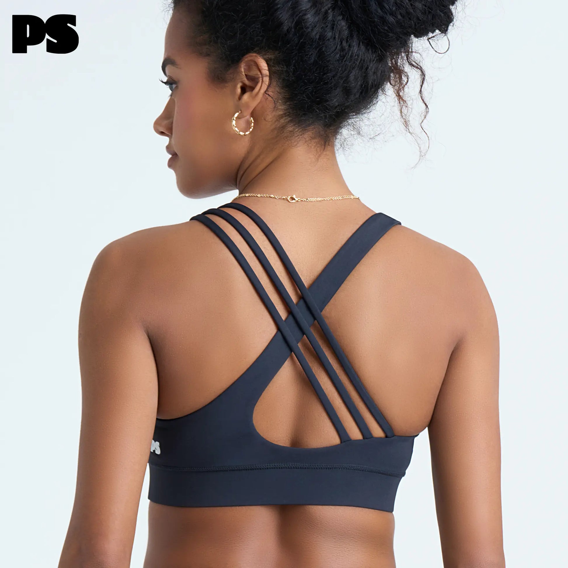 POPSUGAR PS Strappy Sports Bra for Women, Criss-Cross Back Padded Yoga Bra Workout Tops - Medium Support & Removable Cups Yoga Activewear