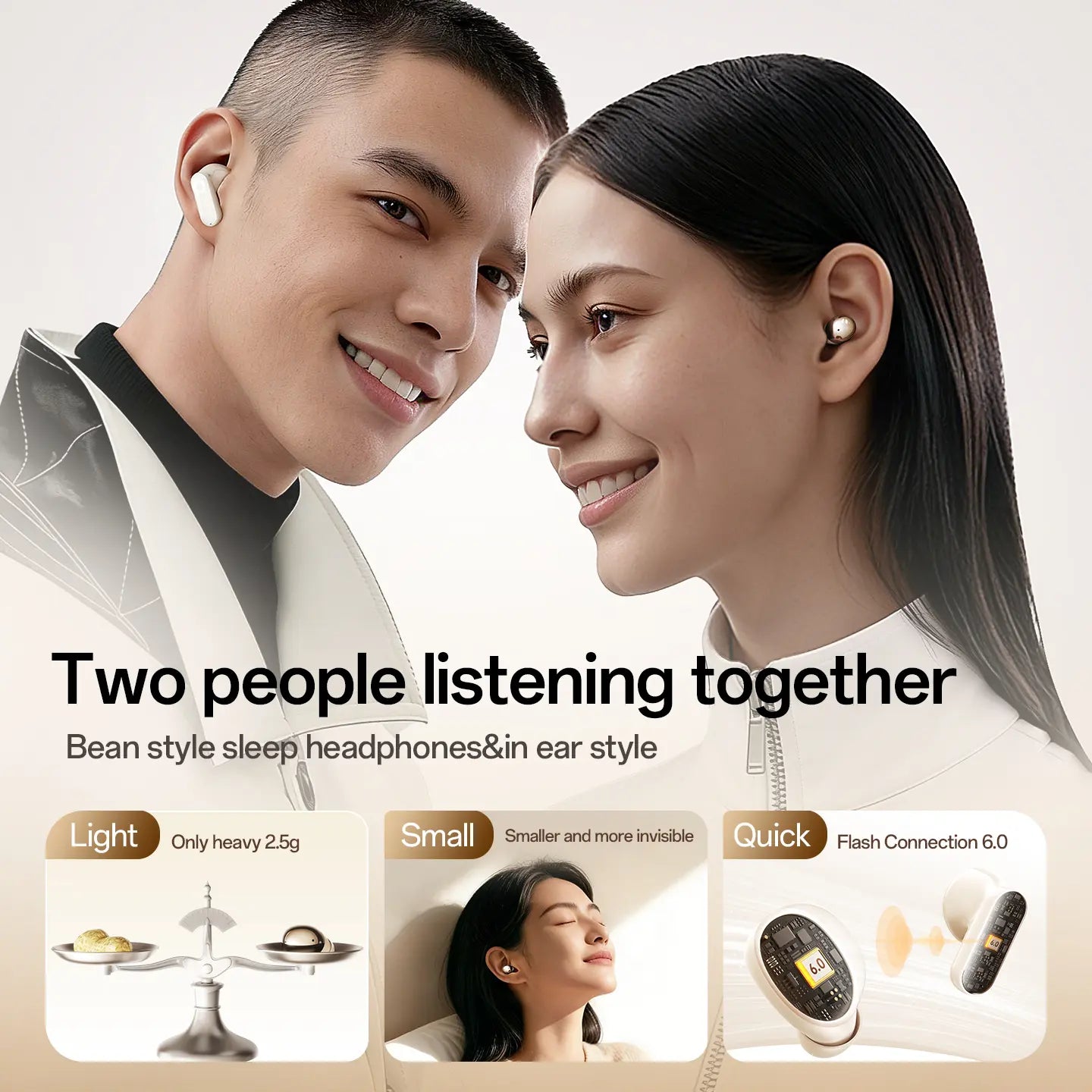 CHENRUIDA M166 2-Pack Wireless Bluetooth Earbuds: Compact, Discreet Sleep Earbuds; Waterproof Over-Ear Headphones; Multi-Pack Set; Bluetooth 6.0 Earbuds with Microphone; Mini Short-Stem Design; Ideal for Work, Exercise, and Sleep.