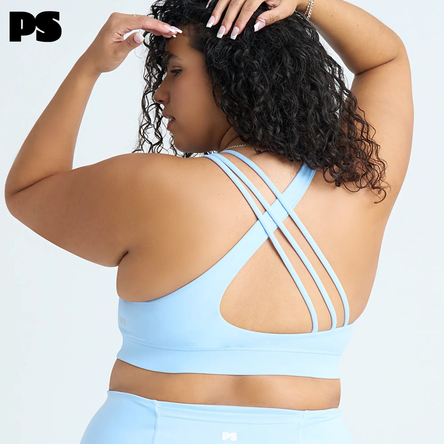 POPSUGAR PS Strappy Sports Bra for Women, Criss-Cross Back Padded Yoga Bra Workout Tops - Medium Support & Removable Cups Yoga Activewear
