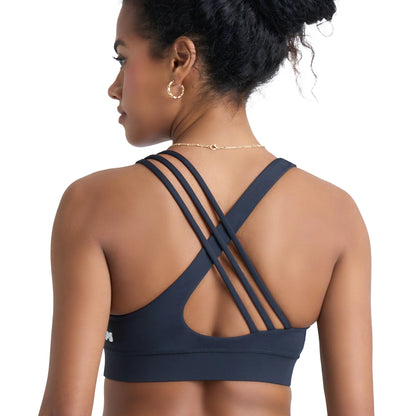 POPSUGAR PS Strappy Sports Bra for Women, Criss-Cross Back Padded Yoga Bra Workout Tops - Medium Support & Removable Cups Yoga Activewear