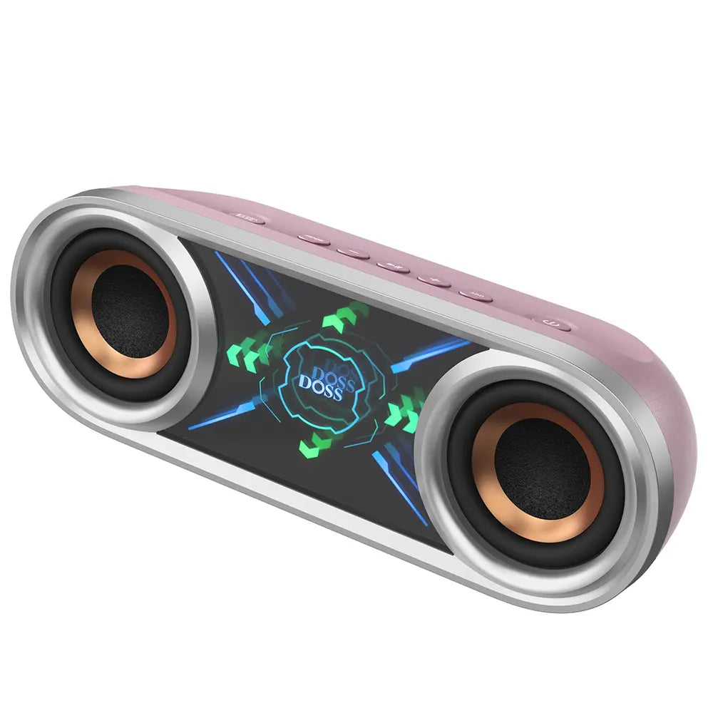 DOSS Soundbox Pro+ P400 Multifunctional Wireless Speaker - 50W Full Range Stereo, Dual 25W Woofer Drivers, DSP Tech, 26H Playtime, 2 Batteries, USB Rechargeable, Portable Outdoor, Smartphone Audio, Home Use, Black with Phantom Mirror Light Show,Summervibe