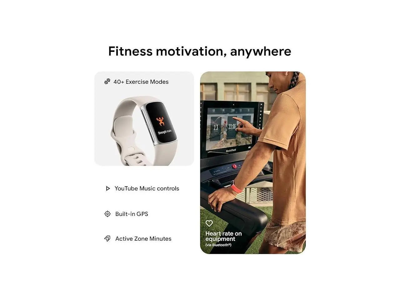 Fitbit Charge 6 Health and Fitness Tracker in Porcelain and Silver Aluminum | Model GA05185-NA