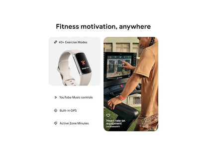 Fitbit Charge 6 Health and Fitness Tracker in Porcelain and Silver Aluminum | Model GA05185-NA