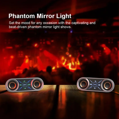 DOSS Soundbox Pro+ P400 Multifunctional Wireless Speaker - 50W Full Range Stereo, Dual 25W Woofer Drivers, DSP Tech, 26H Playtime, 2 Batteries, USB Rechargeable, Portable Outdoor, Smartphone Audio, Home Use, Black with Phantom Mirror Light Show,Summervibe