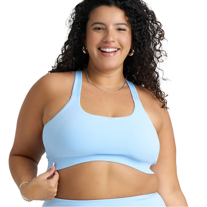 POPSUGAR PS Strappy Sports Bra for Women, Criss-Cross Back Padded Yoga Bra Workout Tops - Medium Support & Removable Cups Yoga Activewear